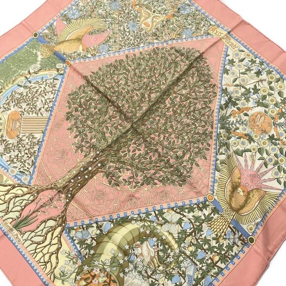 HERMES Carre 90 - Light Orange Khaki Multi Scarf - Picture 1 of 4